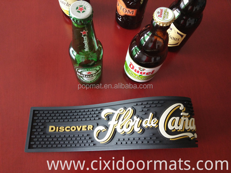 Custom design soft pvc non- slip beer drinking promotional bar accessories bar mat